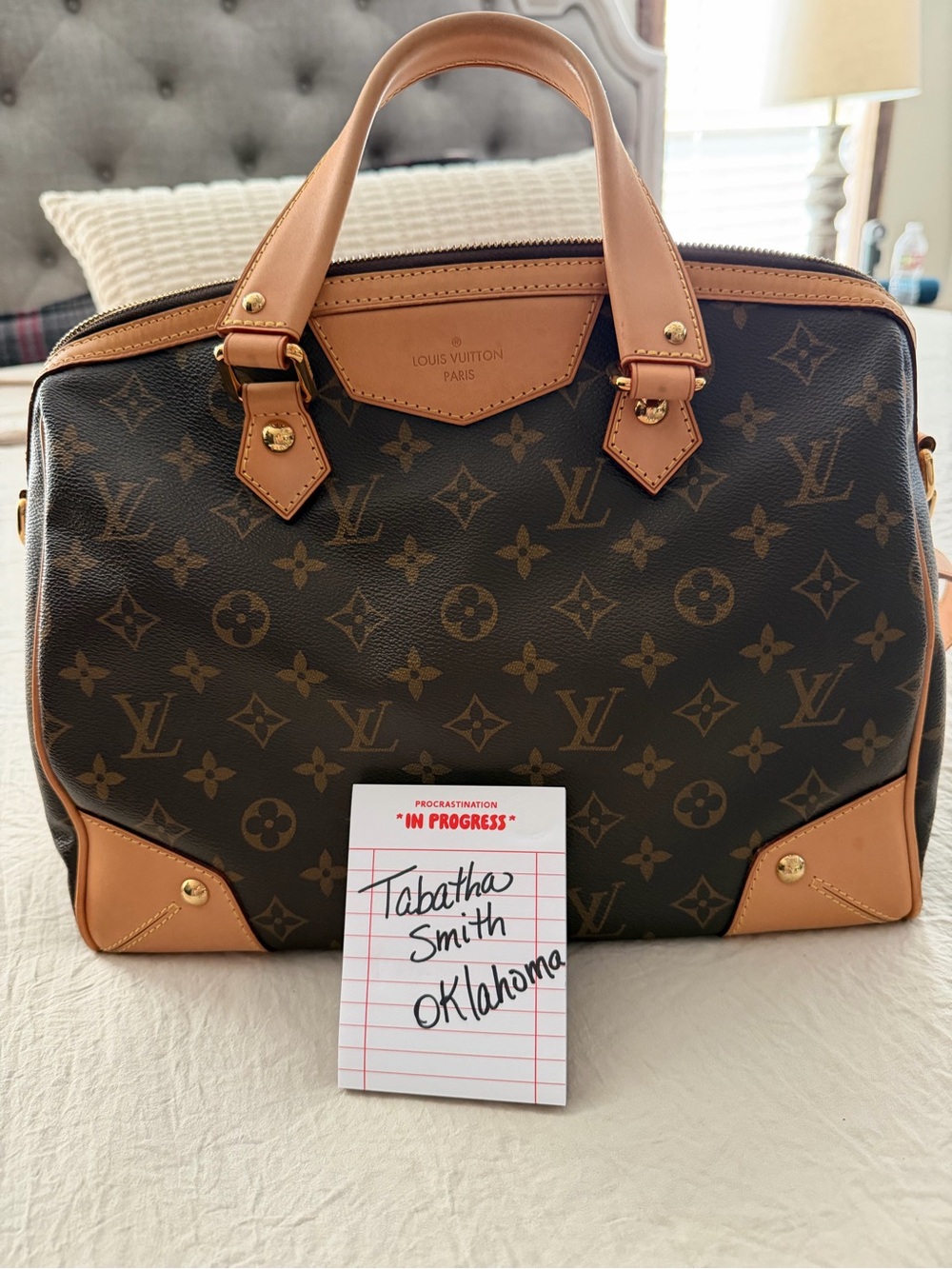 Louis Vuitton Brown Monogram Canvas Retiro PM with Tan Leather Trim